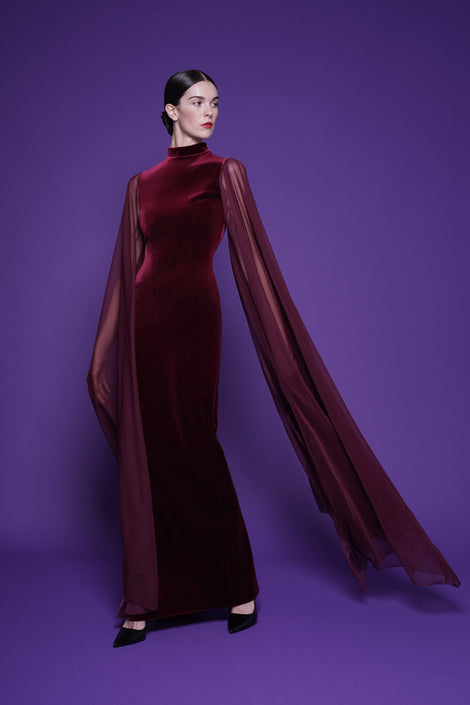 DILLA VELVET AND CHIFFON GOWN