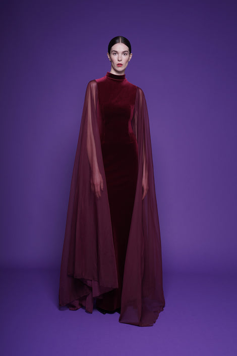 DILLA VELVET AND CHIFFON GOWN