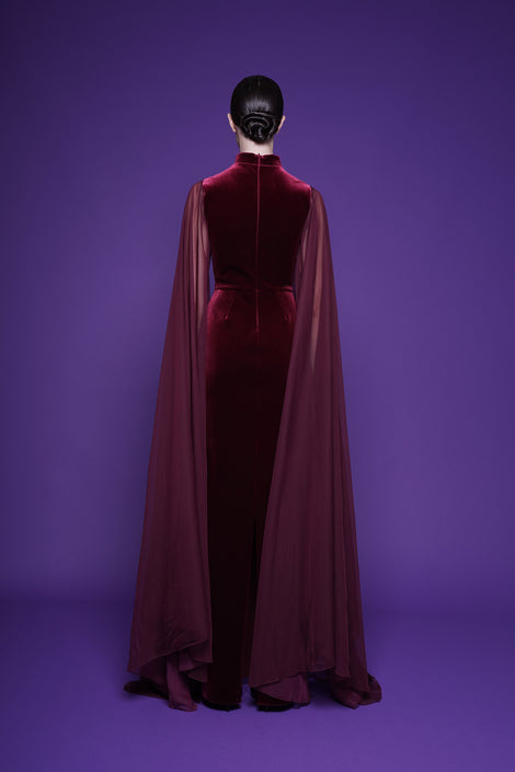 DILLA VELVET AND CHIFFON GOWN