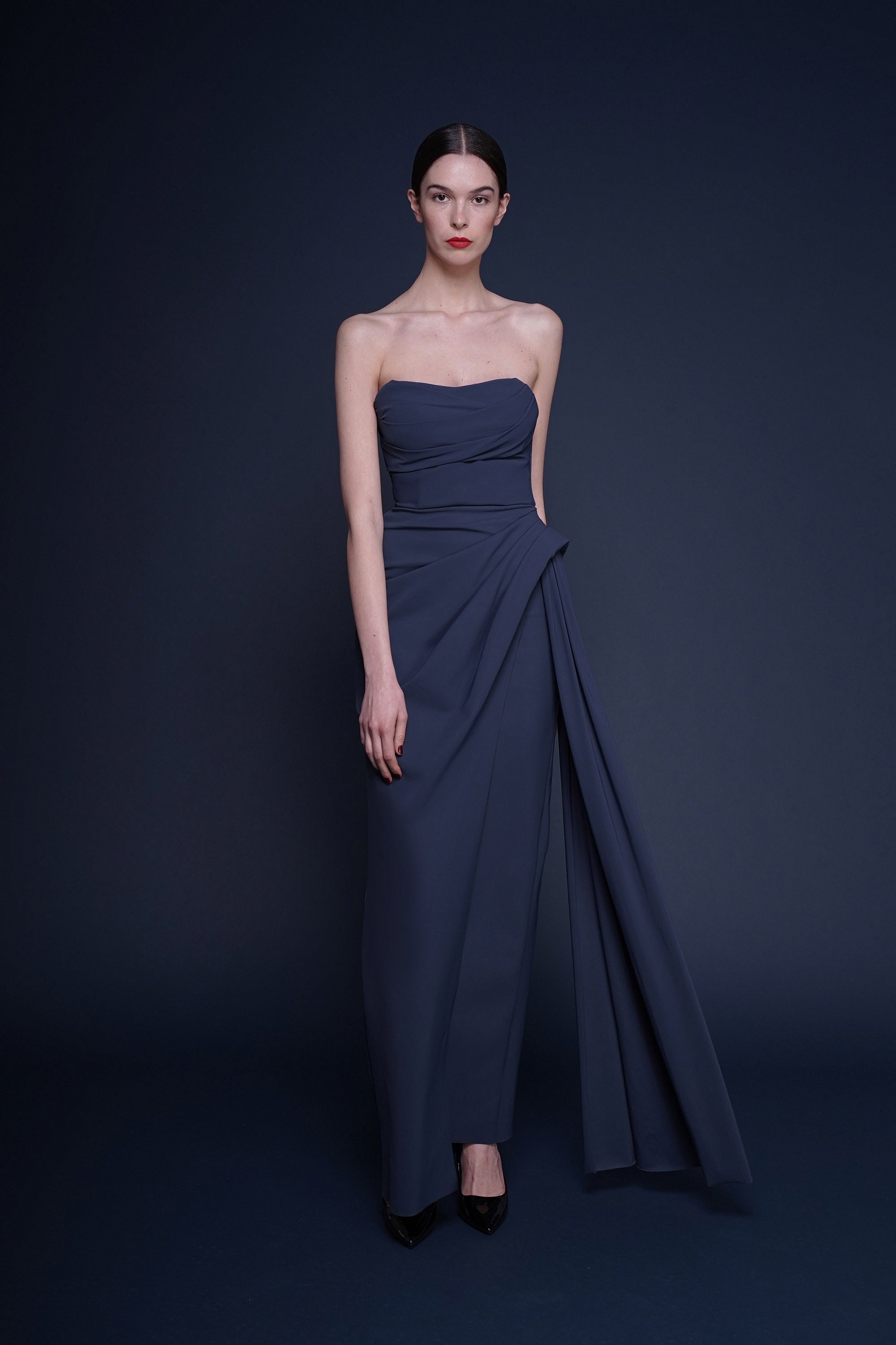 Chiara boni navy shops gown