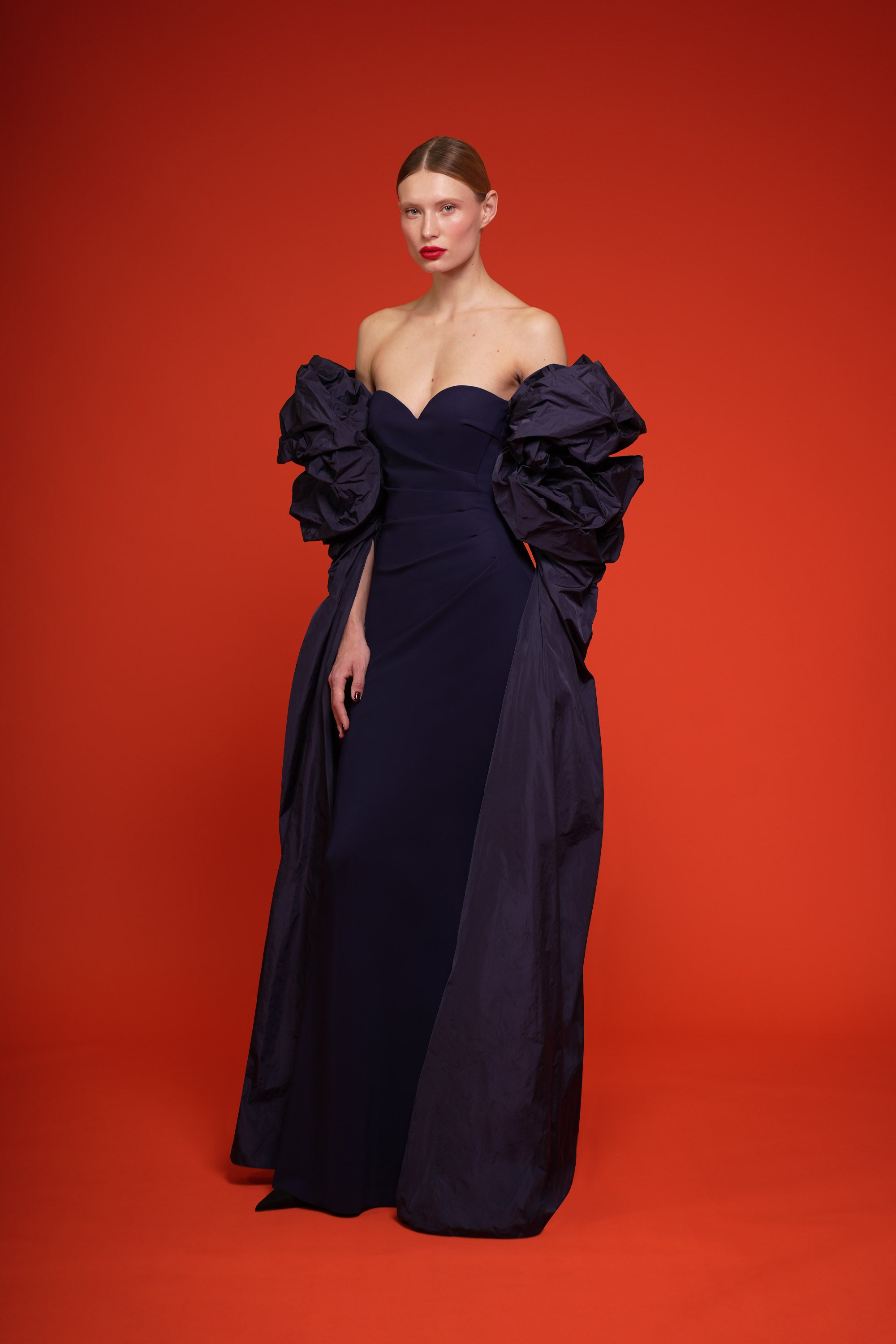 Wrinkled Taffeta Gown