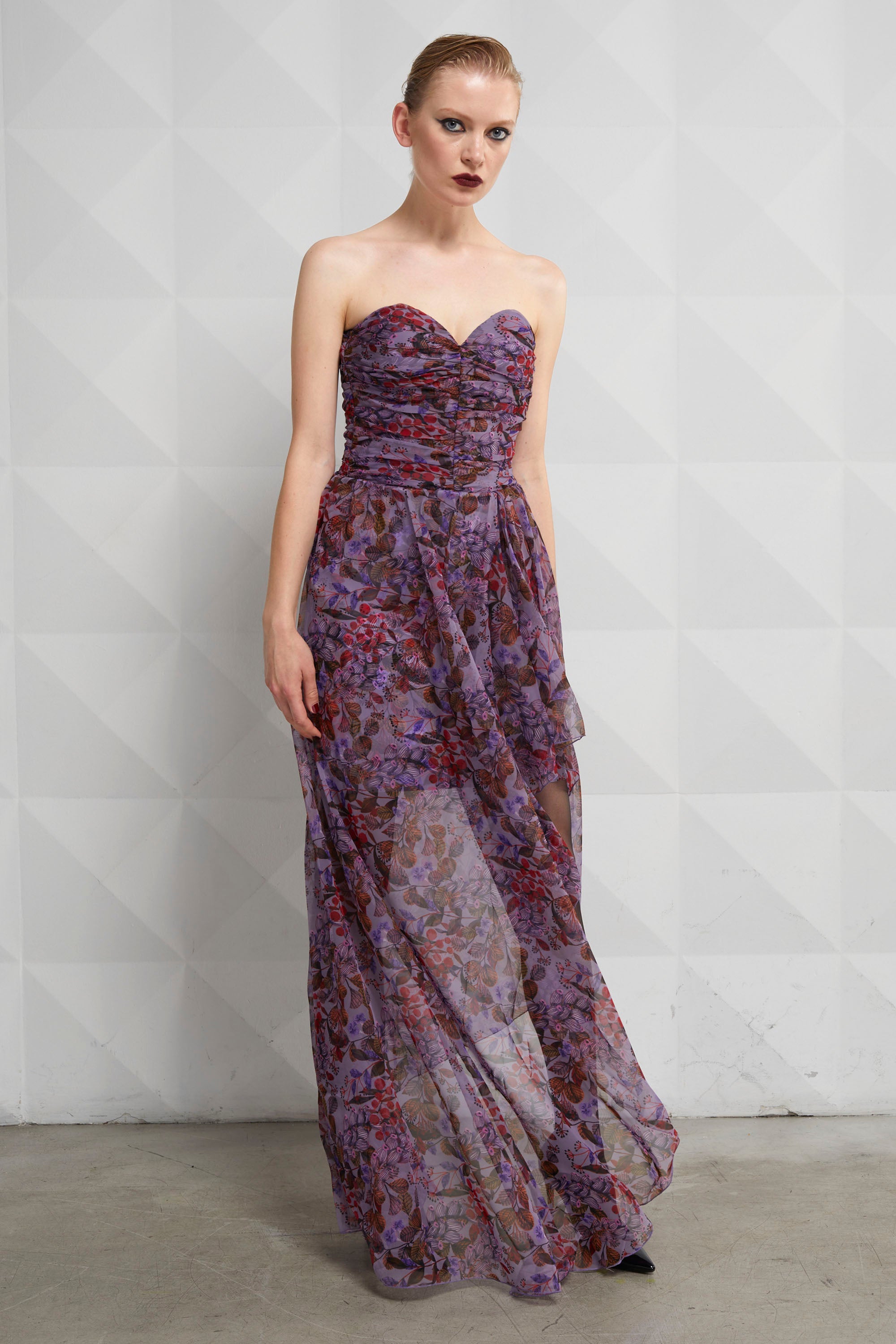 Printed gown in clearance chiffon